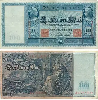 100 Mark Reichsbanknote 7. Februar 1908 RO35 DEU-32 Flotten-Hunderter