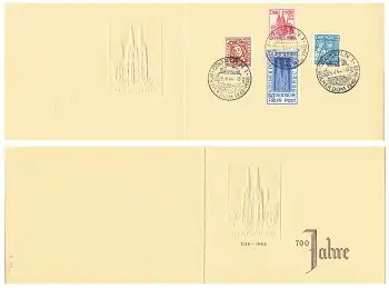 Köln 700 Jahrfeier Sonderkarte mit Michel 69 bis 72 o 29.8.1948
