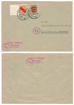 Zone Francaise Michel 4 mit Zwischensteg Brief o Säckingen 22.1.1946 nach Meissen