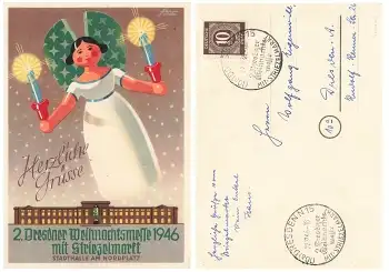 2. Dresdner Weihnachtsmesse 1946 mit Striezelmarkt Sonderstempel 22.12.1946