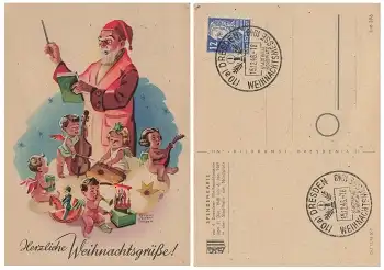 4. Dresdner Weihnachtsmesse 1948 Spendenkarte Helmut Seiffert Sonderstempel 15.12.1948