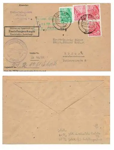 DDR Fünfjahrplan portogerechter Ortsbrief o Erfurt 1 23.2.1961