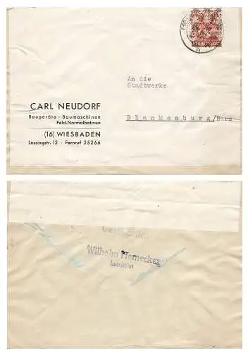 Währungsreform Michel 44 II Netzaufdruck Einzelfrankatur o Wiesbaden 8.7.1948