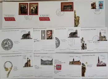 Polen 11 Ganzsachen und Ersttagsbriefe FDC