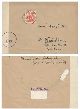 Kontrollratsausgabe Michel 951 auf Brief o Dresden A46 25.2.1948 nach Neuss mit Zensurstempel 5139