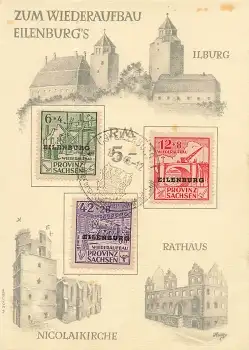 Eilenburg Wiederaufbau Spendenkarte Aufdruck waagerecht o 10.6.1946