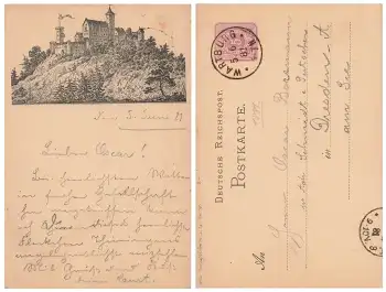 99817 Wartburg Eisenach Privatganzsache Vorläuferkarte o 5.6.1881 PP6 F154/02