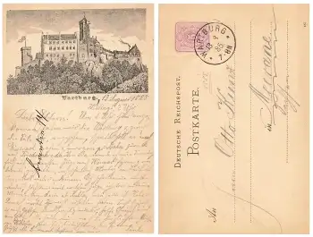 99817 Wartburg Eisenach Privatganzsache Vorläuferkarte o 13.8.1885