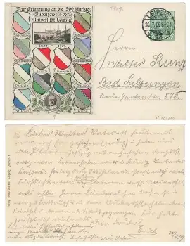 Leipzig 500 Jahre Universität Privatganzsache o 30.7.1909