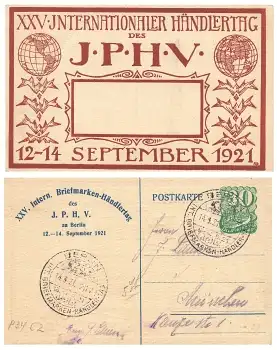 Berlin Briefmarken Händlertag 1921 Privatganzsache 30 Pfennig Sonderstempel 14.9.1921