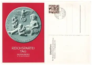 Reichsparteitag Nürnberg Propagandakarte Medaille Privatganzsache o 1939