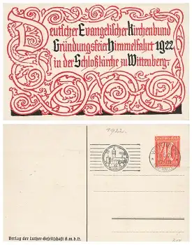 Wittenberg Gründungsfeier des Kirchenbundes 1922 Privatganzsache PP60C2 o 25.5.1922