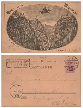 Roßtrappe Postbriefkasten Privatganzsache Vorläuferpostkarte o Thale 9.9.1889