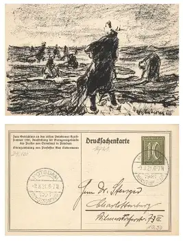 Potsdam Kunstsommer 1921 Max Liebermann Privatganzsache PP57C2 Sonderstempel 9.8.1921