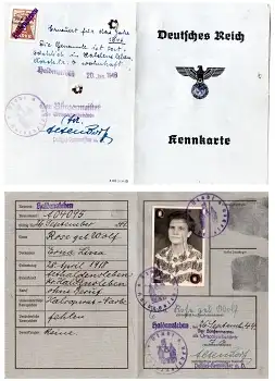 Haldensleben Kennkarte des Deutschen Reiches 1944 Erna Lina Rose geb. Wolf