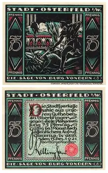 Osterfeld Westfalen Notgeld 75 Pfennig 1921
