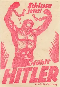 Nationalsozialisten NSDAP Wahlwerbung zur Reichstagswahl 1933 original Handzettel