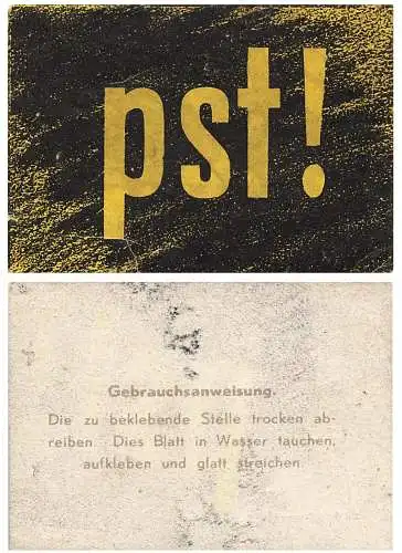 Parole „Pst, Feind hört mit! original Aufkleber um 1943