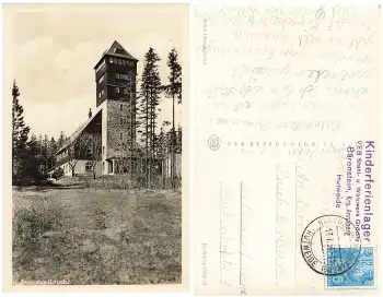 09471 Bärenstein Erzgebirge Stempel Kinderferienlager VEB Stahl und Walzwerk Gröditz o 13.7.1954