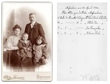 Chemnitz Atelier Germania Familie Paul Rich Schilling 1907