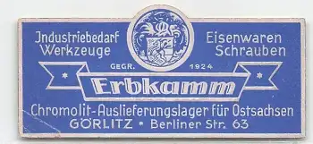 Görlitz Erbkamm Eisenwaren Werkzeuge Vignette um 1940