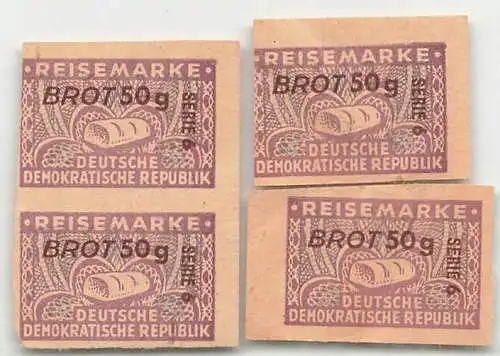 DDR Reisemarken für je 50 Gramm Brot um 1950