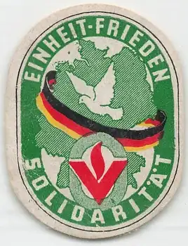 Volkssolitarität Einheit Friede Solidarität Vignette um 1950
