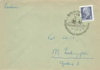 Rudern Regattastrecke Sonderstempel auf Drucksache o Berlin Grünau 13.1.1967