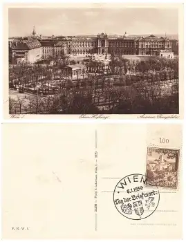 Tag der Briefmarke 1939 auf AK  Wien Sonderstempel Wien 8.1.1939