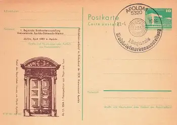 Apolda Briefmarkenausstellung DDR Privatganzsache Sonderstempel 23.4.1983