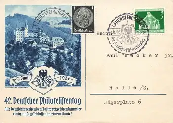 96337 Lauenstein Oberfranken 42. Deutscher Philatelistentag Sonderstempel 7.6.1936