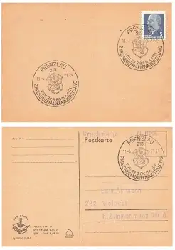 Prenzlau Briefmarkenausstellung Sonderstempel auf Drucksache 11.4.1971