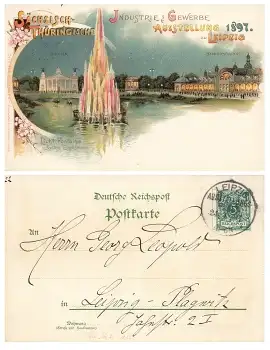 Leipzig Sächsisch- Thüringische Industrie und Gewerbe Ausstellung Privatganzsache  1897 Sonderstempel 24.4.1897