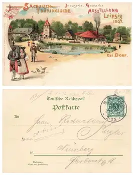 Leipzig Sächsisch- Thüringische Industrie und Gewerbe Ausstellung Privatganzsache 1897 Sonderstempel 27.5.1897 Nr12