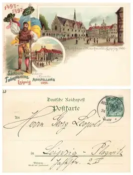 Leipzig Sächsisch- Thüringische Industrie und Gewerbe Ausstellung Privatganzsache 1897 Sonderstempel 24.4.1897 Nr9