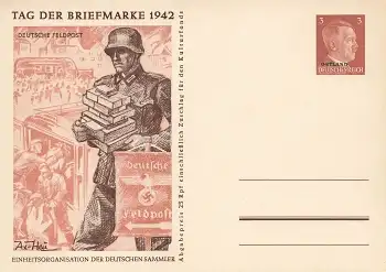 Ostland Tag der Briefmarke 1942 Deutsches Reich 3 Pfennig Hitler Ganzsache Deutsche Feldpost