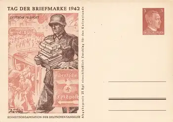 Tag der Briefmarke 1942 Deutsches Reich 3 Pfennig Hitler Ganzsache Deutsche Feldpost