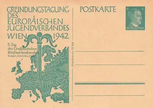 Stuttgart 5. Tag des Großdeutschen Briefmarkenhandels 1942 Privatganzsache