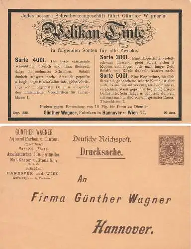 Pelikan Tinte Privatgabzsache Reichspost 3 Pfennig * um 1900