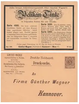 Pelikan Tinte Privatgabzsache Reichspost 3 Pfennig o Hannover 22.5.1900