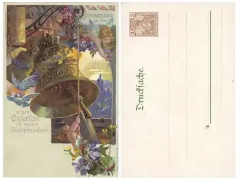 Osterfest im neuen Jahrhundert Privatganzsache Reichspost 3 Pfennig 1900 *