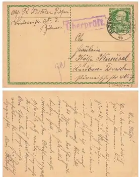 Österreichische Post Ganzsache Zensurstempel Überprüft o Plzen1 13.4.1916