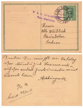 Österreichische Post Ganzsache K.u.K. Zensurstelle Neu-Sandez o Nowy Sacz 1 15.7.1916