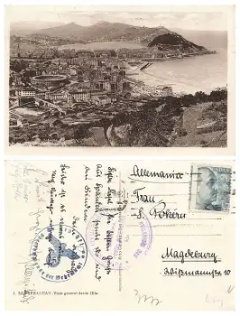 San Sebastian Zensurstempel Censura Postal Geprüft Oberkommando der Wehrmacht