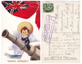 Englische Patriotika Künstlerkarte Fred Spurgin Contrary to Regulatio o 3.5.1915