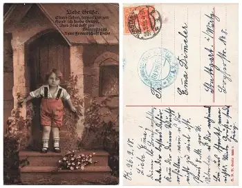 Kinderkarte Postzensur Geprüft Überwachungsstelle Konstanz XIV.A.K. o 26.2.1918