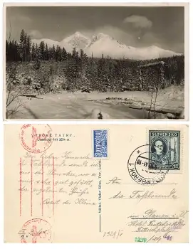 Slovensko Vysoke Tatry mit Slovakotour 20h Zensurstempel Geprüft Oberkommando der Wehrmacht o 5.10.1941