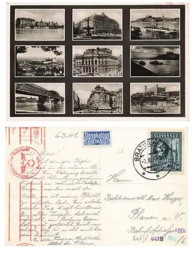 Slovensko Bratislava mit Slovakotour 20h Zensurstempel Geprüft Oberkommando der Wehrmacht o 7.3.1941
