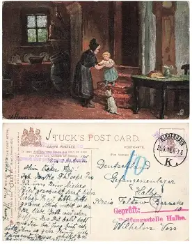 Flenish Cottage Homes Tucks Oilette Zensurstempel Gefangenenlager Halbe o 25.9.1915