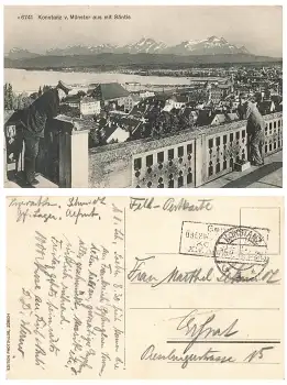 Konstanz vom Münster Zensurstempel Geprüft Überwachung o 15.7.1915